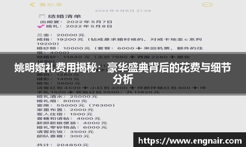 姚明婚礼费用揭秘：豪华盛典背后的花费与细节分析